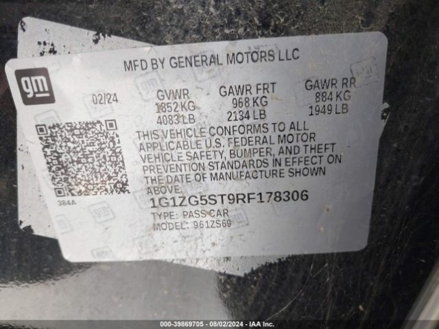 Photo 8 VIN: 1G1ZG5ST9RF178306 - CHEVROLET MALIBU 