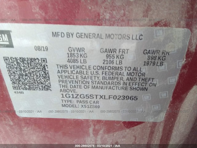 Photo 8 VIN: 1G1ZG5STXLF023965 - CHEVROLET MALIBU 