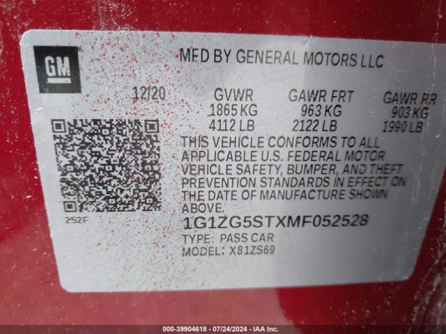 Photo 8 VIN: 1G1ZG5STXMF052528 - CHEVROLET MALIBU 