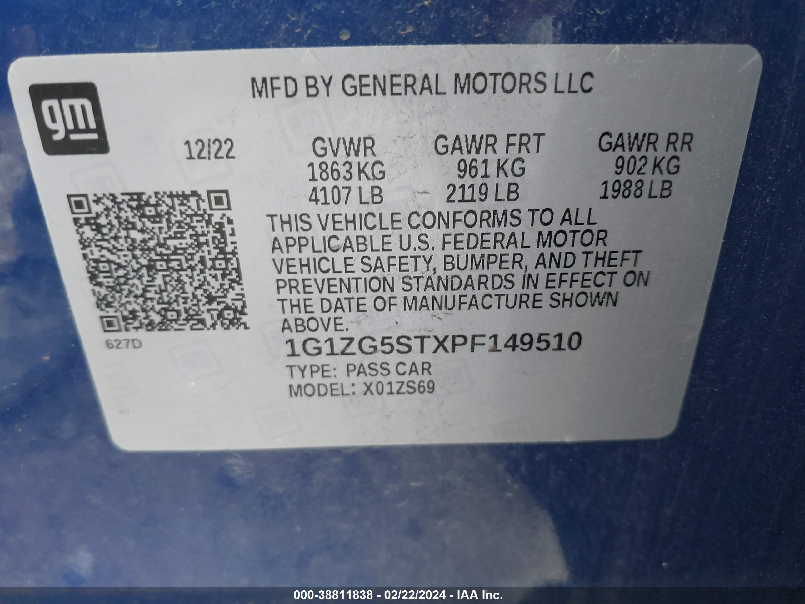 Photo 8 VIN: 1G1ZG5STXPF149510 - CHEVROLET MALIBU 