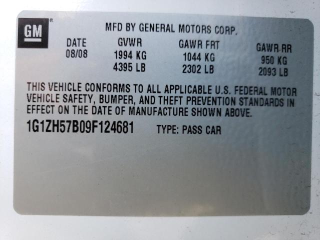 Photo 11 VIN: 1G1ZH57B09F124681 - CHEVROLET MALIBU 1LT 