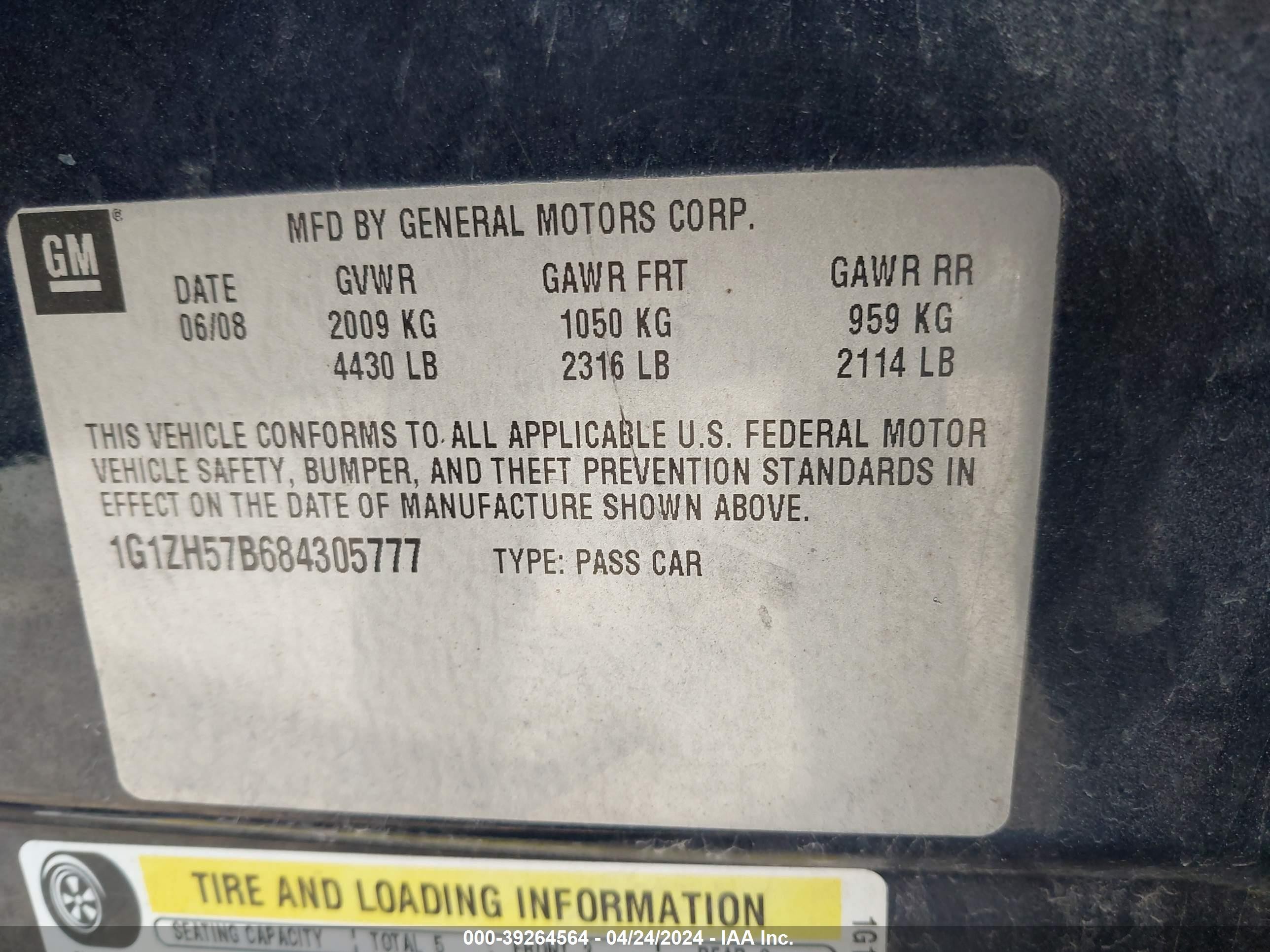 Photo 8 VIN: 1G1ZH57B684305777 - CHEVROLET MALIBU 