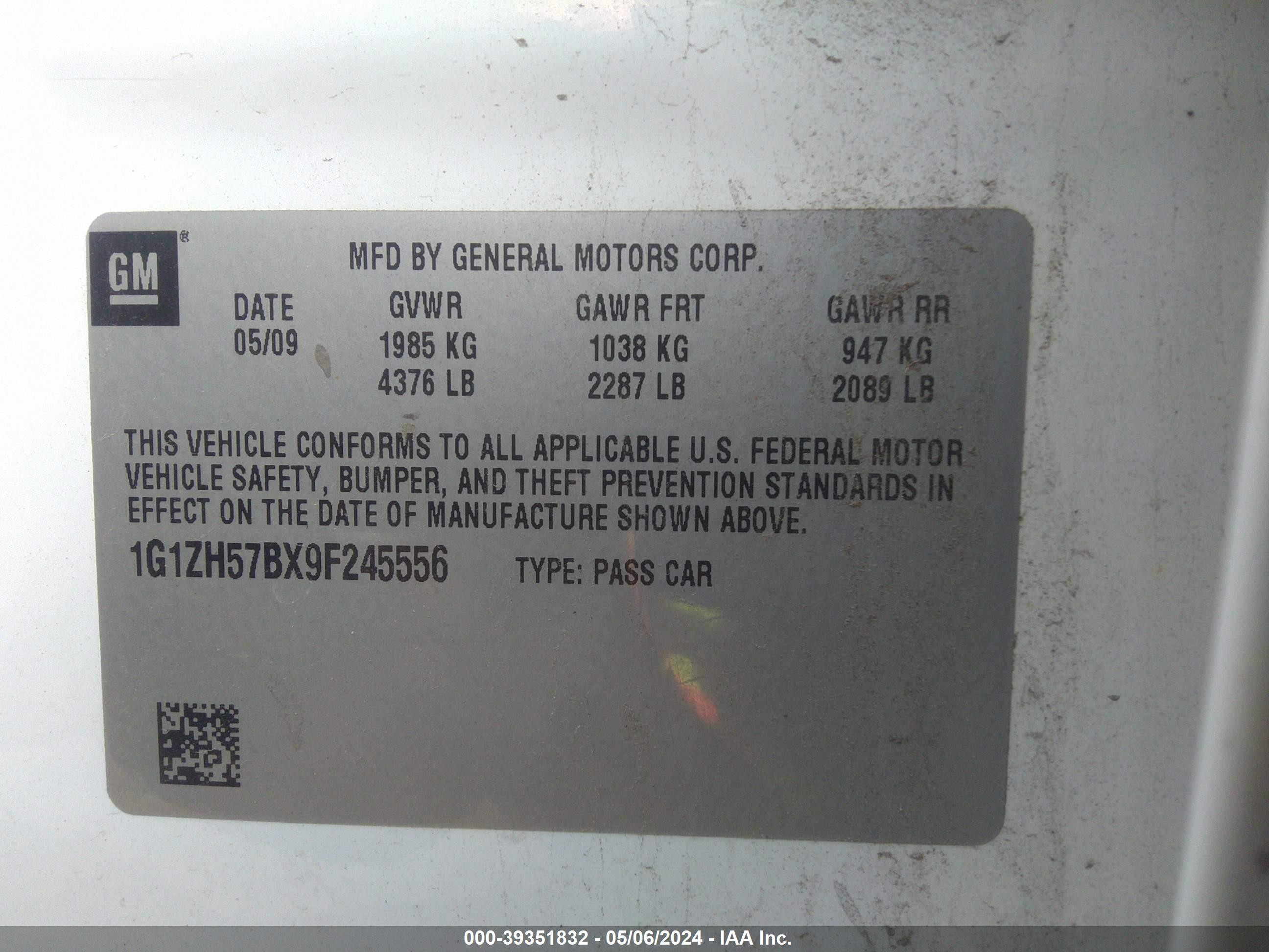 Photo 8 VIN: 1G1ZH57BX9F245556 - CHEVROLET MALIBU 