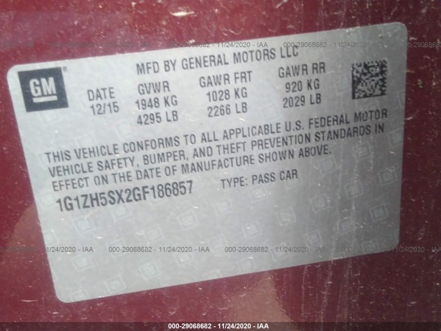 Photo 8 VIN: 1G1ZH5SX2GF186857 - CHEVROLET MALIBU 