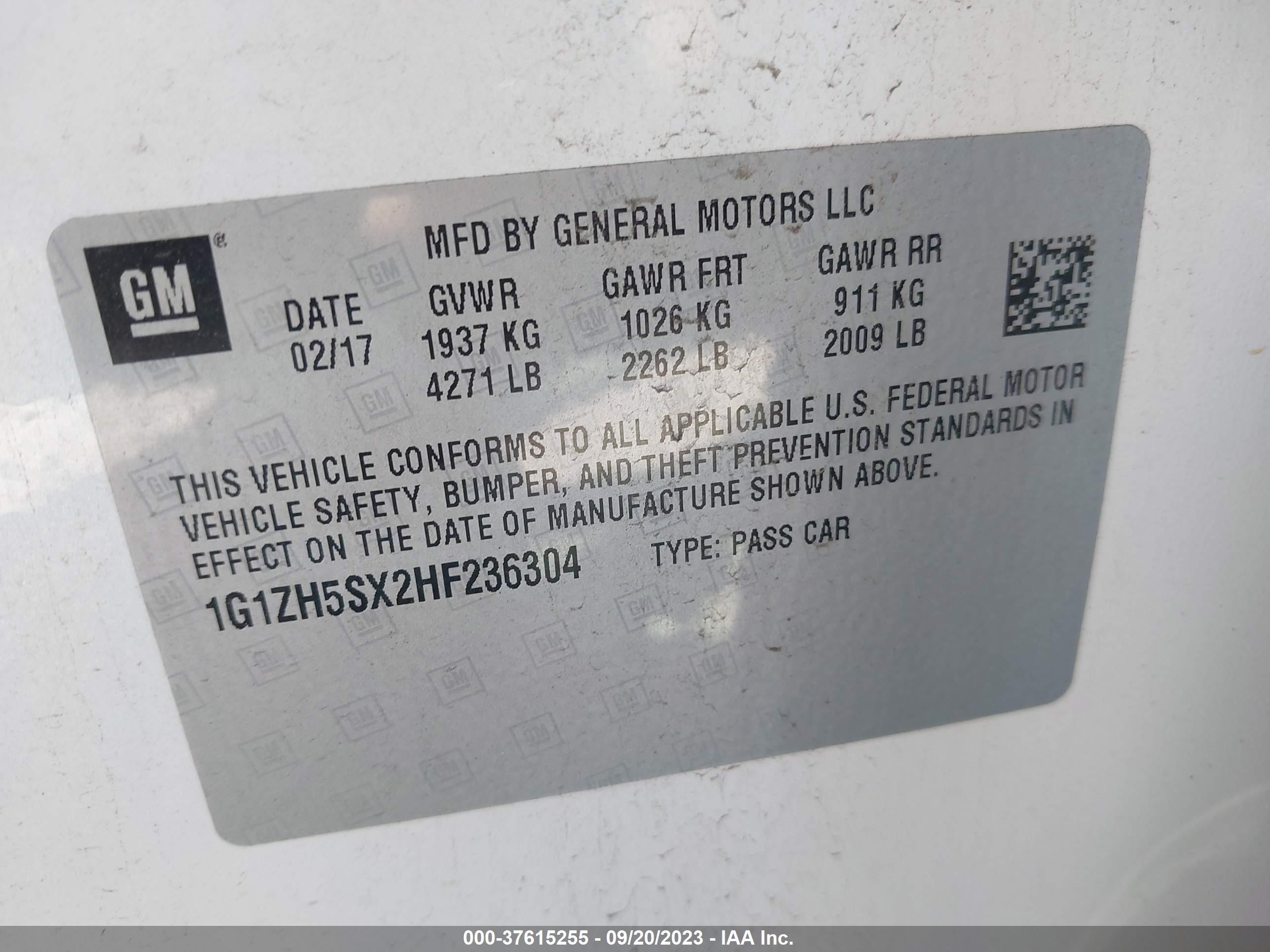 Photo 8 VIN: 1G1ZH5SX2HF236304 - CHEVROLET MALIBU 