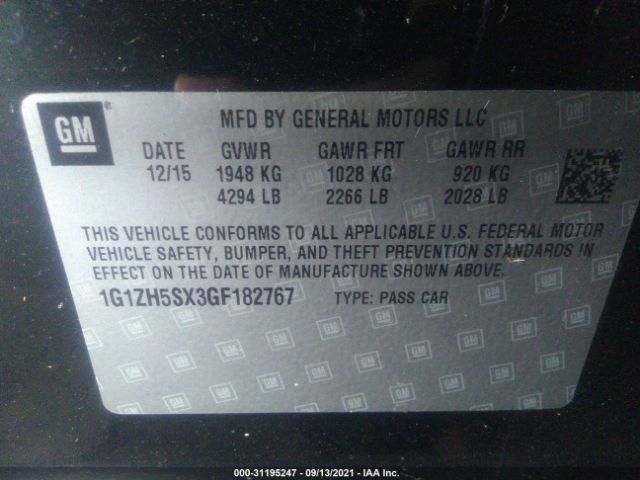 Photo 8 VIN: 1G1ZH5SX3GF182767 - CHEVROLET MALIBU 