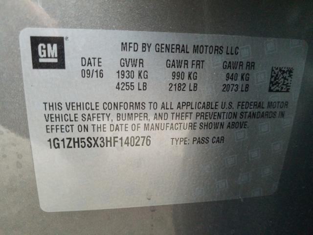 Photo 9 VIN: 1G1ZH5SX3HF140276 - CHEVROLET MALIBU PRE 