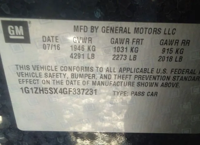 Photo 8 VIN: 1G1ZH5SX4GF337231 - CHEVROLET MALIBU 