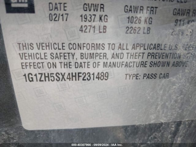 Photo 8 VIN: 1G1ZH5SX4HF231489 - CHEVROLET MALIBU 