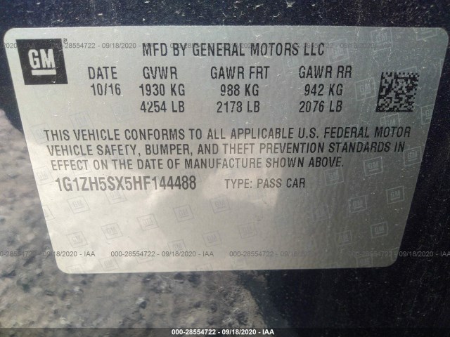 Photo 8 VIN: 1G1ZH5SX5HF144488 - CHEVROLET MALIBU 