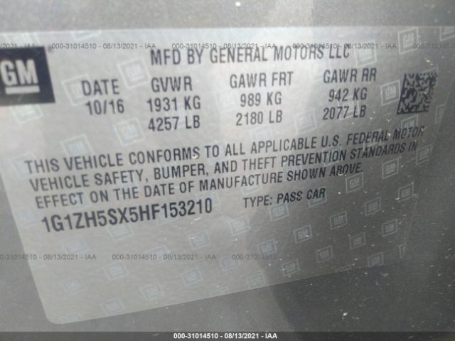 Photo 8 VIN: 1G1ZH5SX5HF153210 - CHEVROLET MALIBU 