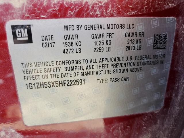 Photo 11 VIN: 1G1ZH5SX5HF222591 - CHEVROLET MALIBU PRE 