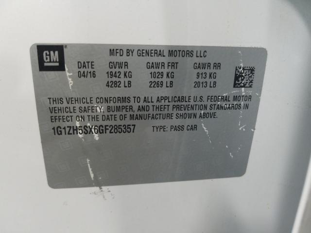 Photo 9 VIN: 1G1ZH5SX6GF285357 - CHEVROLET MALIBU PRE 