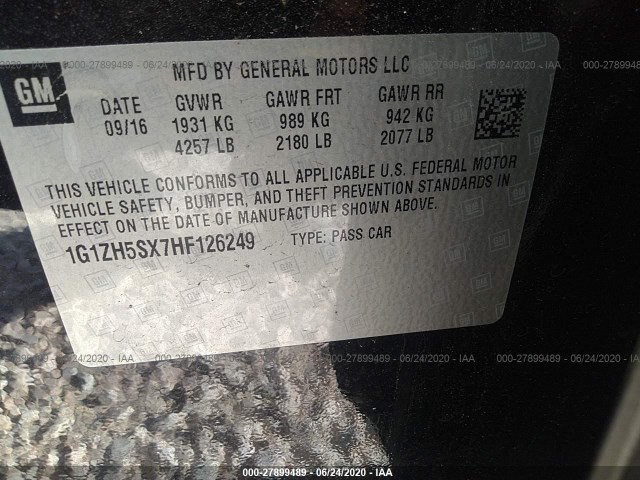 Photo 8 VIN: 1G1ZH5SX7HF126249 - CHEVROLET MALIBU 