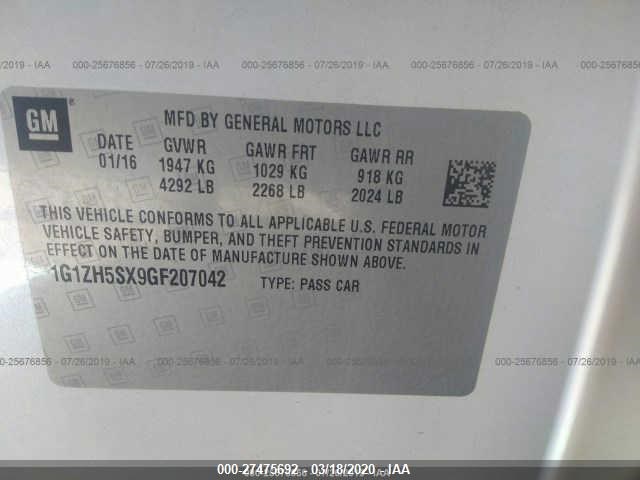 Photo 8 VIN: 1G1ZH5SX9GF207042 - CHEVROLET MALIBU 