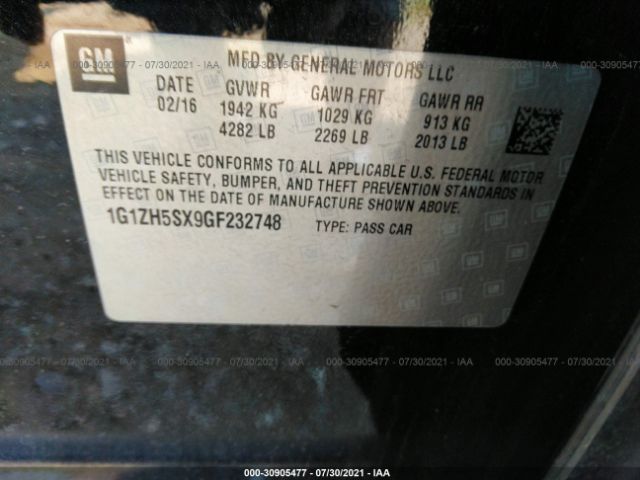 Photo 8 VIN: 1G1ZH5SX9GF232748 - CHEVROLET MALIBU 