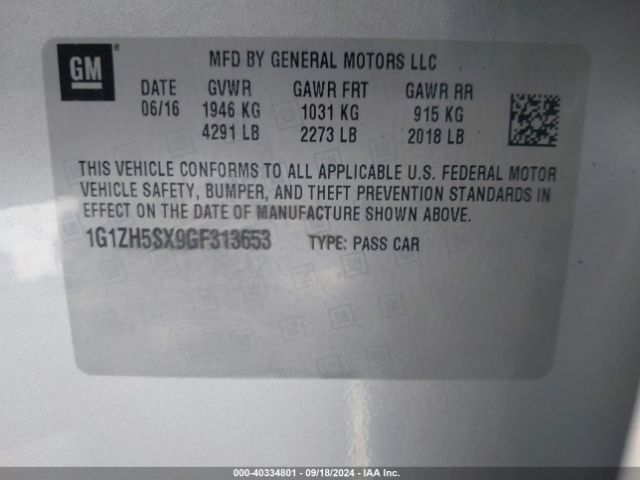 Photo 8 VIN: 1G1ZH5SX9GF313653 - CHEVROLET MALIBU 