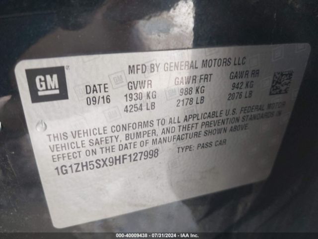 Photo 8 VIN: 1G1ZH5SX9HF127998 - CHEVROLET MALIBU 