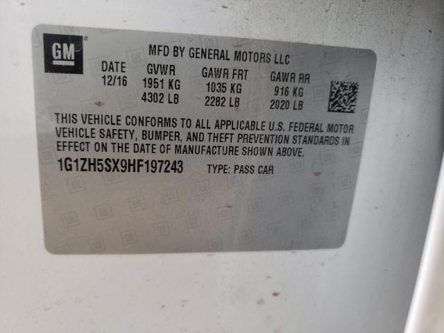 Photo 9 VIN: 1G1ZH5SX9HF197243 - CHEVROLET MALIBU PRE 