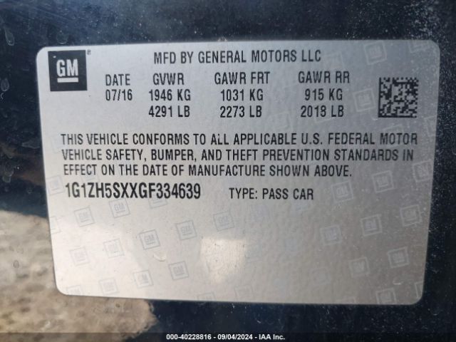 Photo 8 VIN: 1G1ZH5SXXGF334639 - CHEVROLET MALIBU 