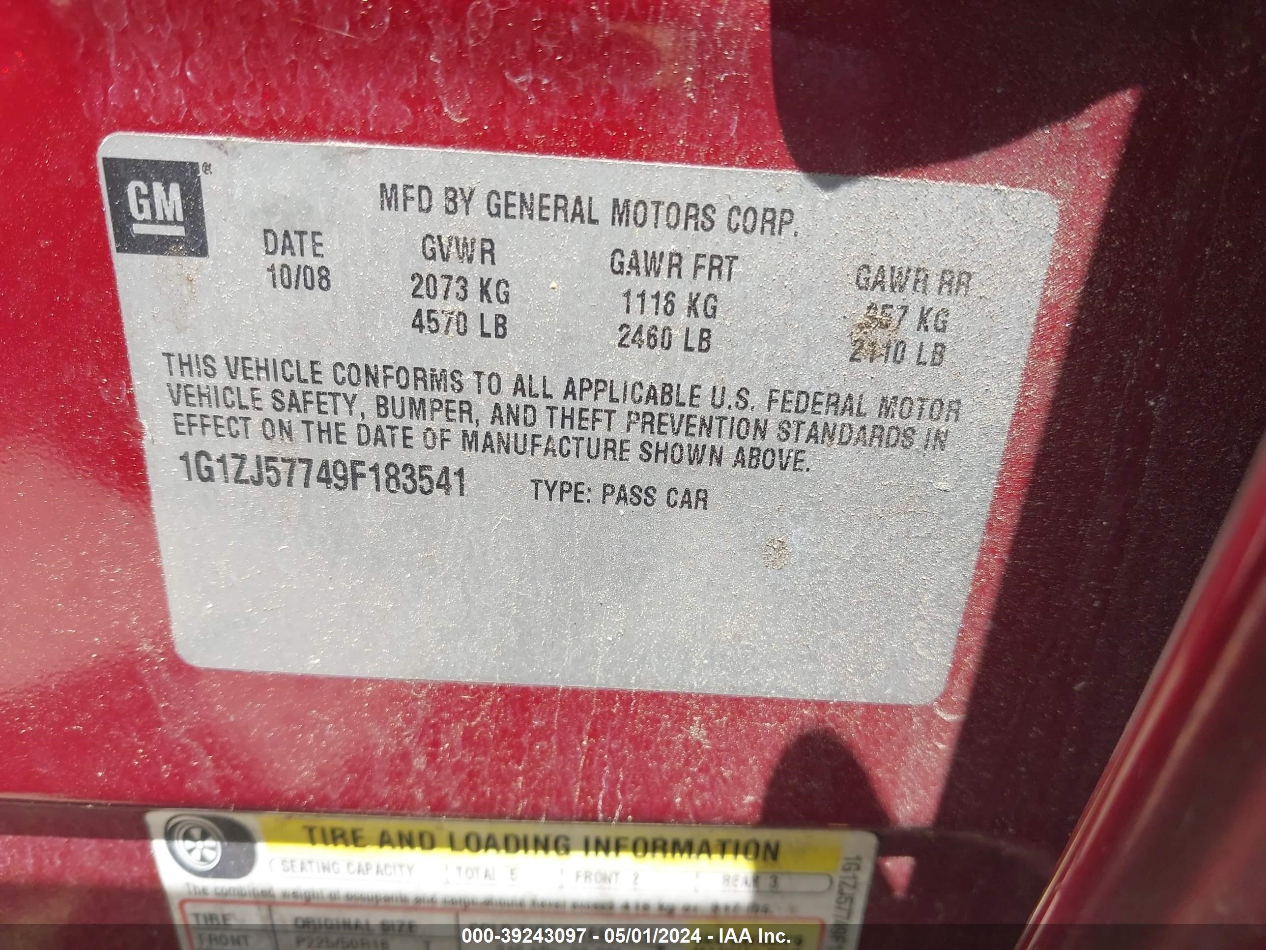 Photo 8 VIN: 1G1ZJ57749F183541 - CHEVROLET MALIBU 