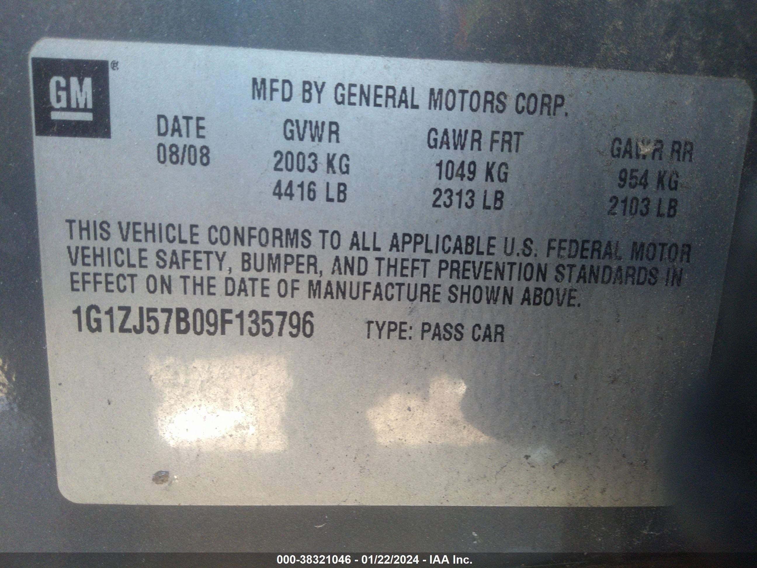 Photo 8 VIN: 1G1ZJ57B09F135796 - CHEVROLET MALIBU 