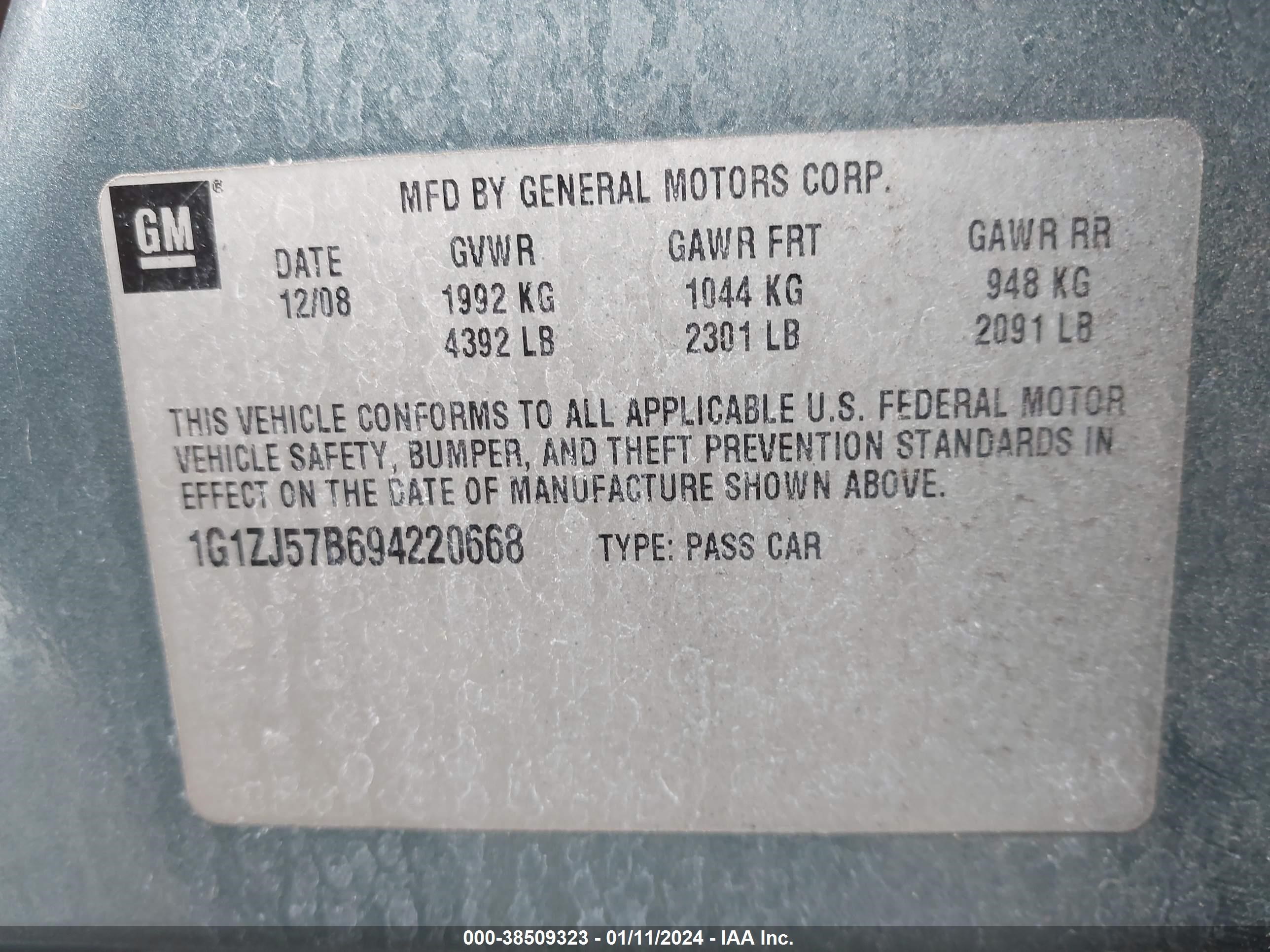 Photo 8 VIN: 1G1ZJ57B694220668 - CHEVROLET MALIBU 