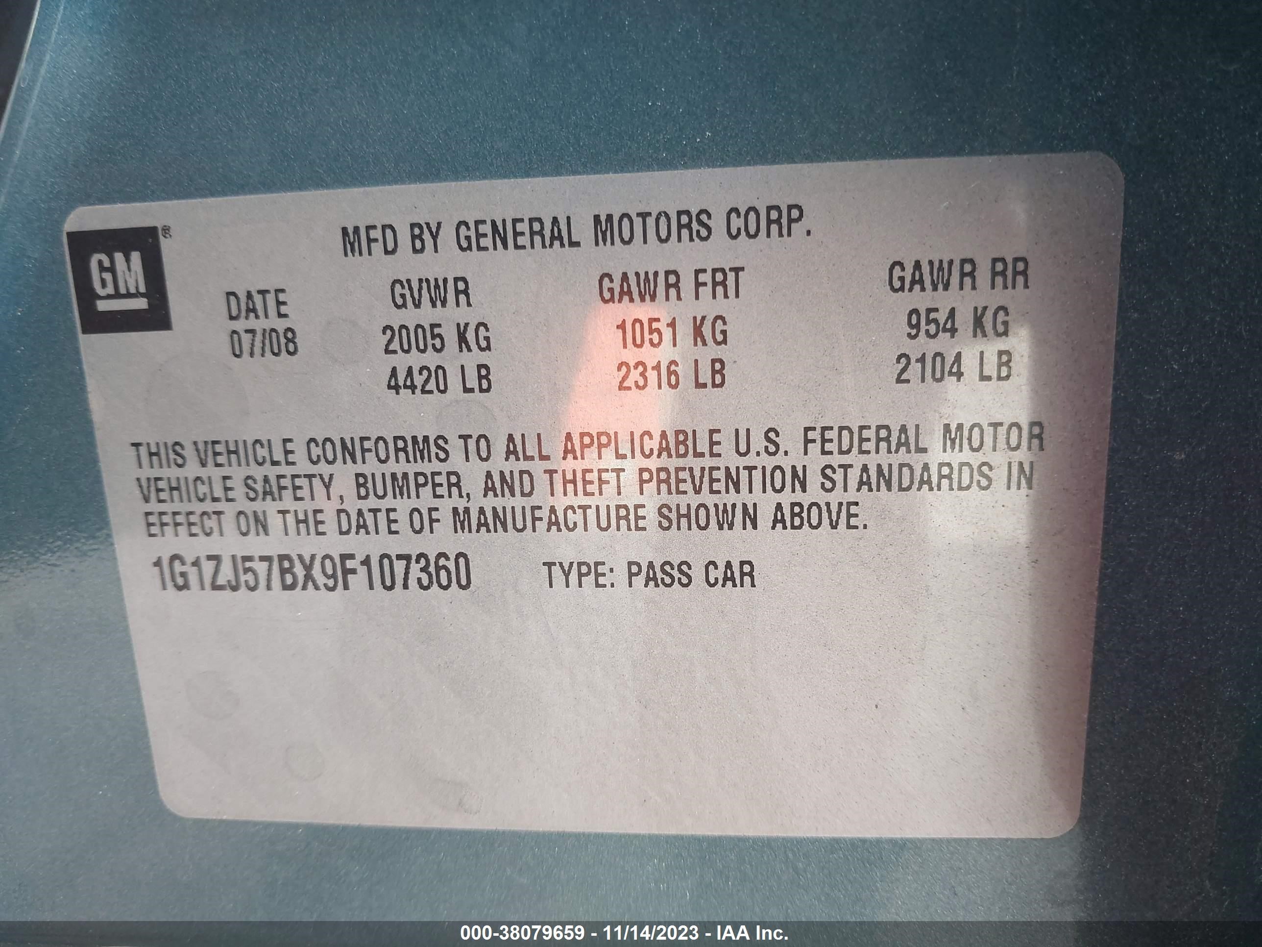 Photo 8 VIN: 1G1ZJ57BX9F107360 - CHEVROLET MALIBU 