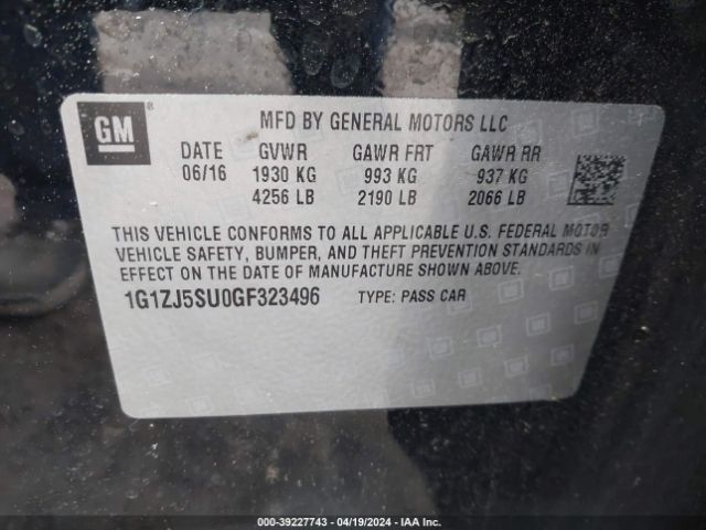 Photo 8 VIN: 1G1ZJ5SU0GF323496 - CHEVROLET MALIBU HYBRID 