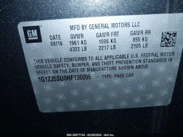 Photo 8 VIN: 1G1ZJ5SU0HF136096 - CHEVROLET MALIBU HYBRID 