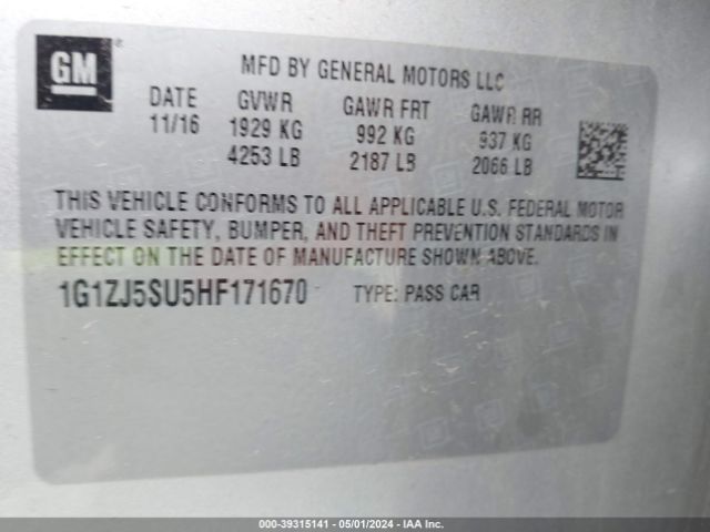 Photo 8 VIN: 1G1ZJ5SU5HF171670 - CHEVROLET MALIBU HYBRID 