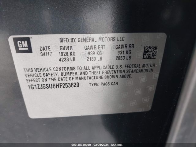 Photo 8 VIN: 1G1ZJ5SU6HF253620 - CHEVROLET MALIBU HYBRID 