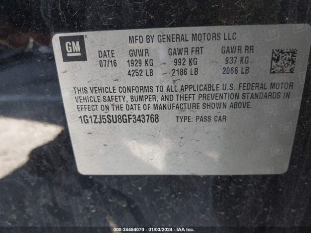 Photo 8 VIN: 1G1ZJ5SU8GF343768 - CHEVROLET MALIBU HYBRID 