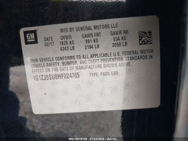 Photo 8 VIN: 1G1ZJ5SU8HF224765 - CHEVROLET MALIBU 