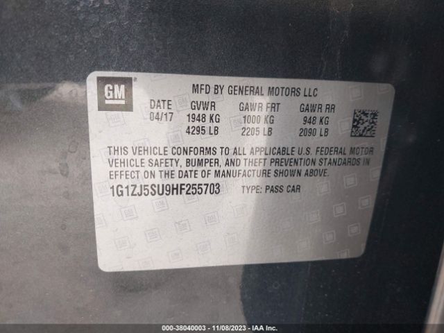 Photo 8 VIN: 1G1ZJ5SU9HF255703 - CHEVROLET MALIBU HYBRID 