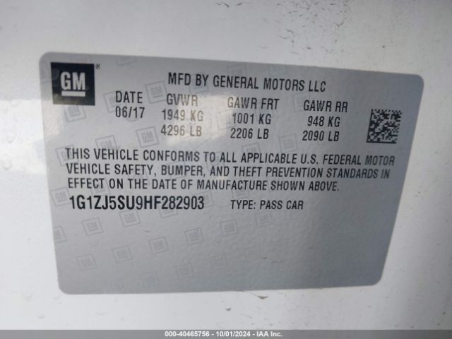 Photo 8 VIN: 1G1ZJ5SU9HF282903 - CHEVROLET MALIBU 