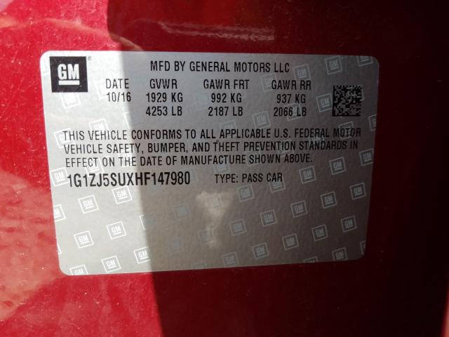 Photo 9 VIN: 1G1ZJ5SUXHF147980 - CHEVROLET MALIBU HYB 