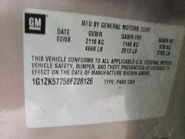 Photo 9 VIN: 1G1ZK57758F228126 - CHEVROLET MALIBU LTZ 