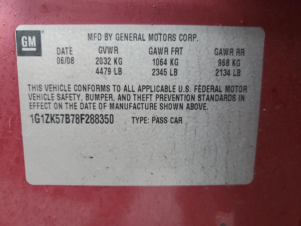 Photo 11 VIN: 1G1ZK57B78F288350 - CHEVROLET MALIBU 