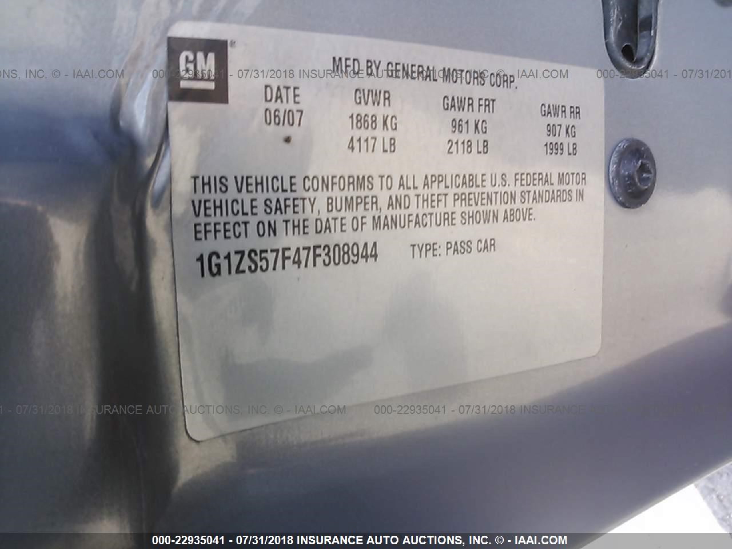 Photo 8 VIN: 1G1ZS57F47F308944 - CHEVROLET MALIBU 