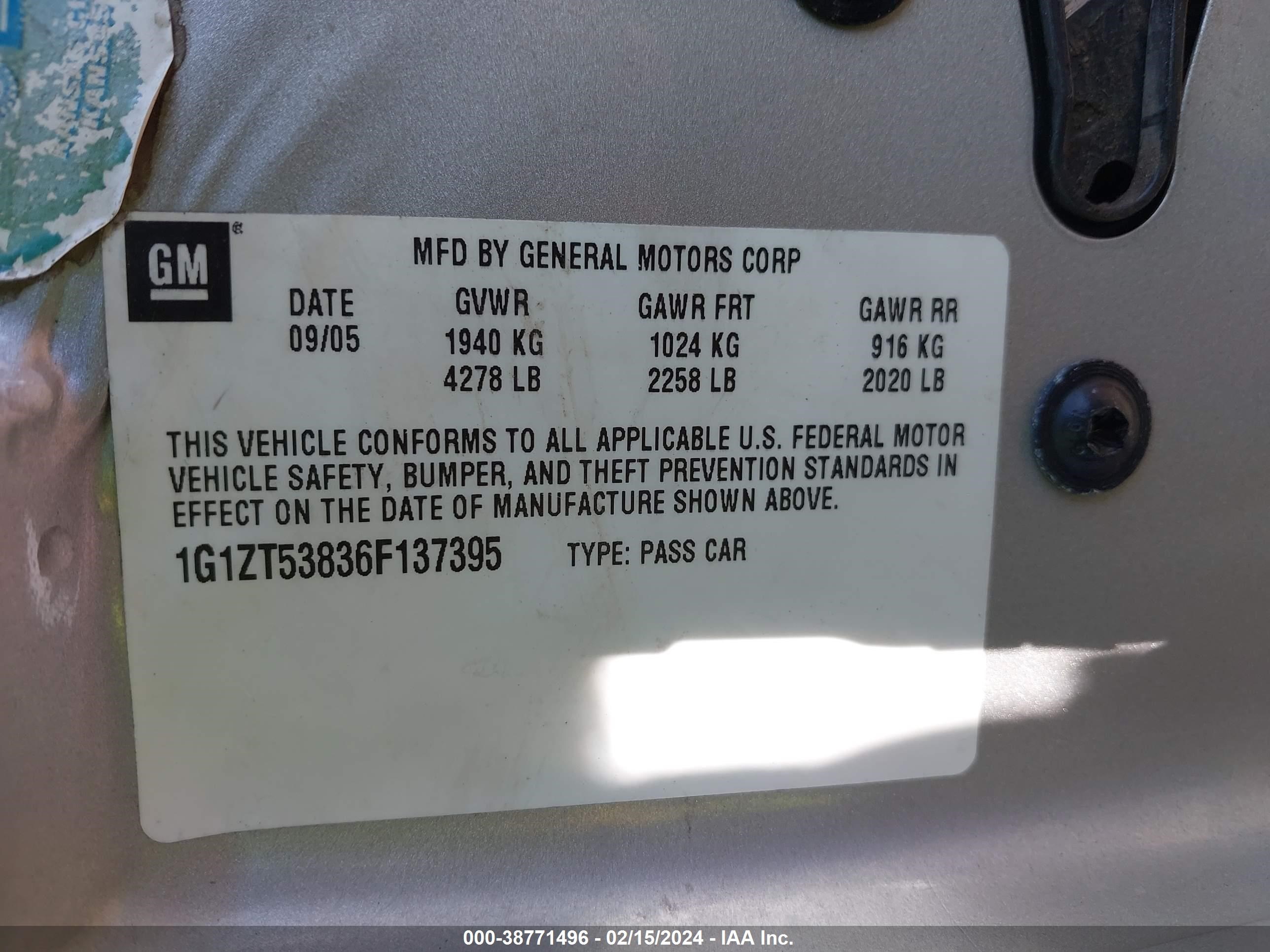 Photo 8 VIN: 1G1ZT53836F137395 - CHEVROLET MALIBU 