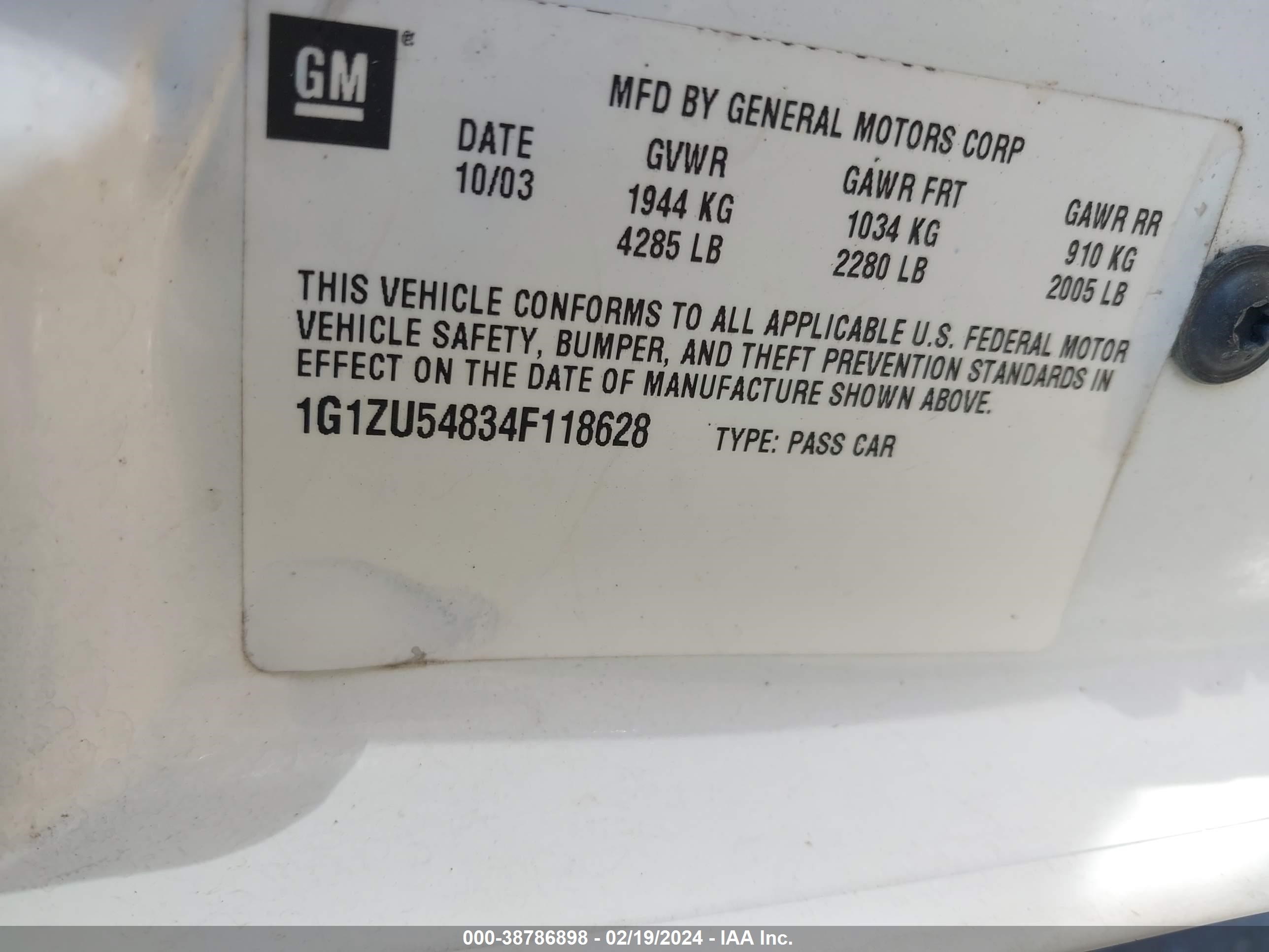 Photo 8 VIN: 1G1ZU54834F118628 - CHEVROLET MALIBU 