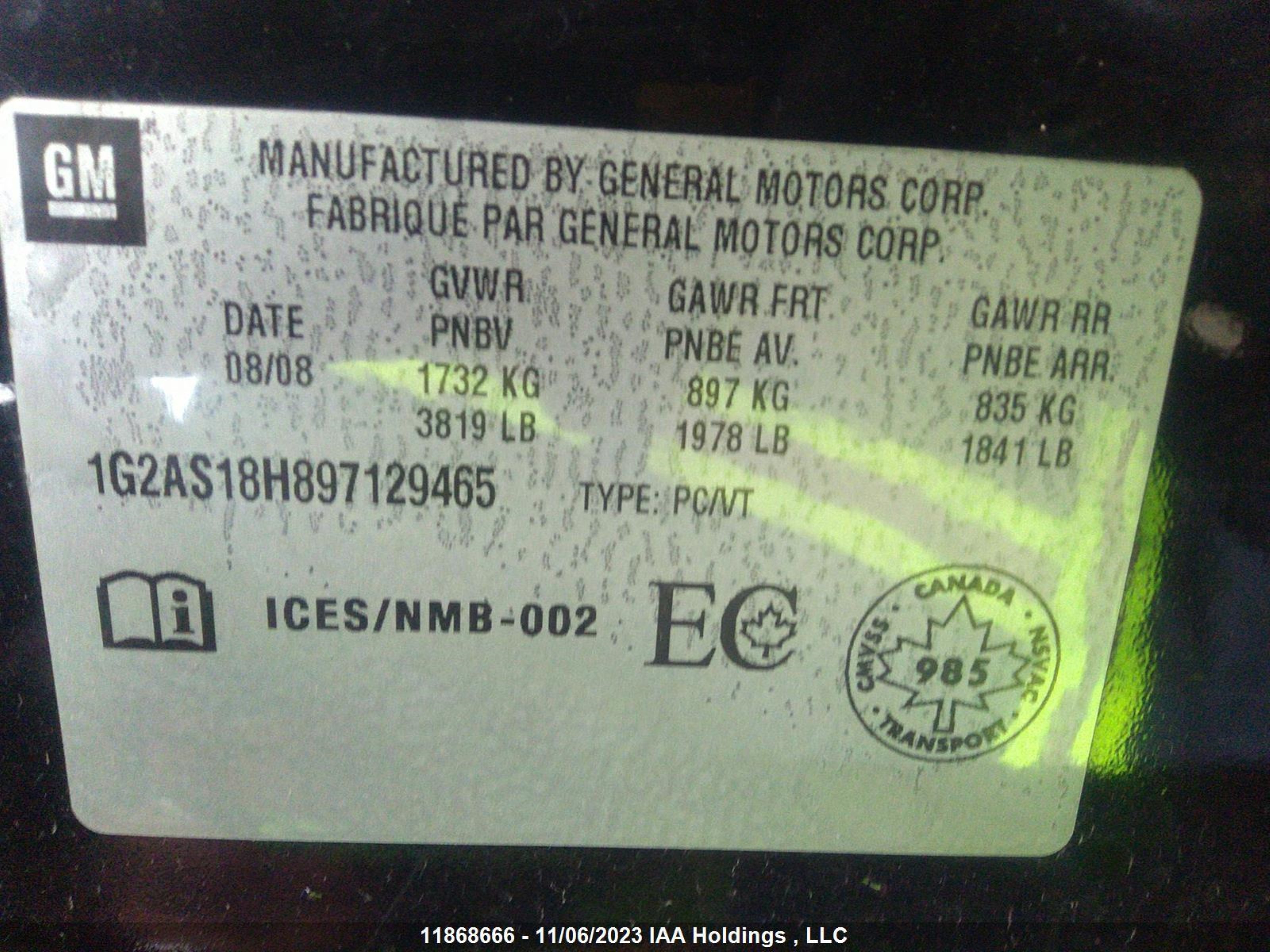 Photo 8 VIN: 1G2AS18H897129465 - PONTIAC G5 