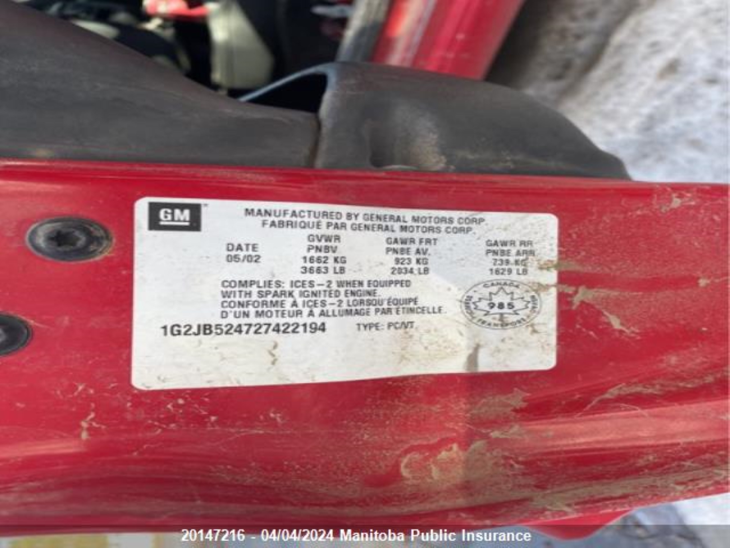 Photo 8 VIN: 1G2JB524727422194 - PONTIAC SUNFIRE 