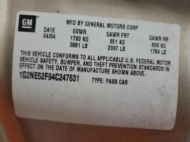 Photo 11 VIN: 1G2NE52F94C247631 - PONTIAC GRAND AM S 