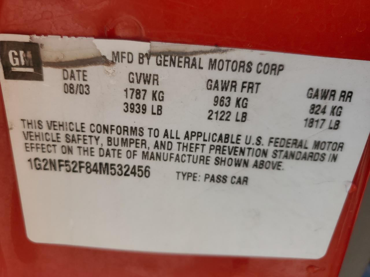 Photo 11 VIN: 1G2NF52F84M532456 - PONTIAC GRAND AM 