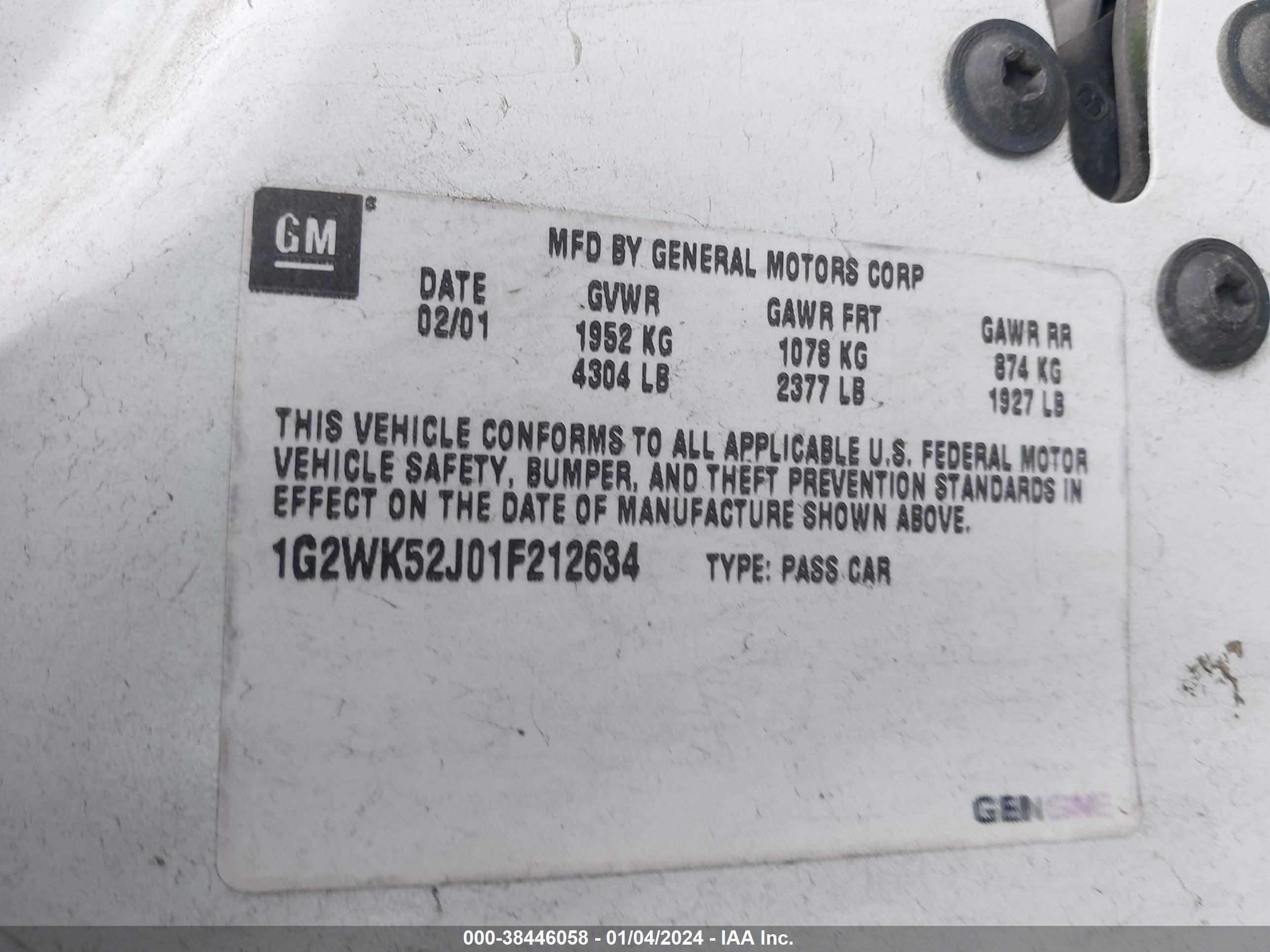 Photo 8 VIN: 1G2WK52J01F212634 - PONTIAC GRAND PRIX 