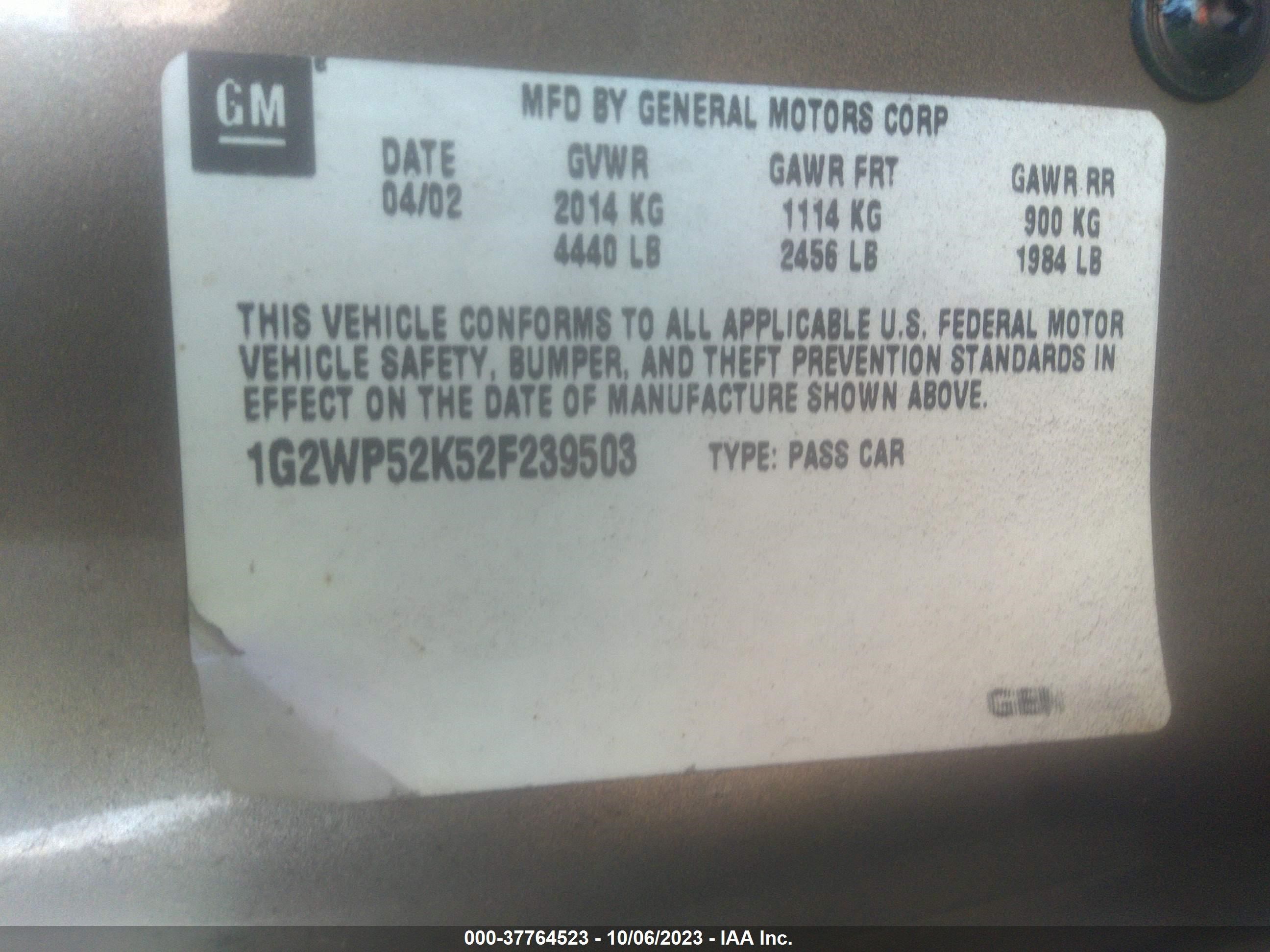 Photo 8 VIN: 1G2WP52K52F239503 - PONTIAC GRAND PRIX 