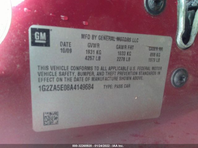 Photo 8 VIN: 1G2ZA5E08A4149684 - PONTIAC G6 