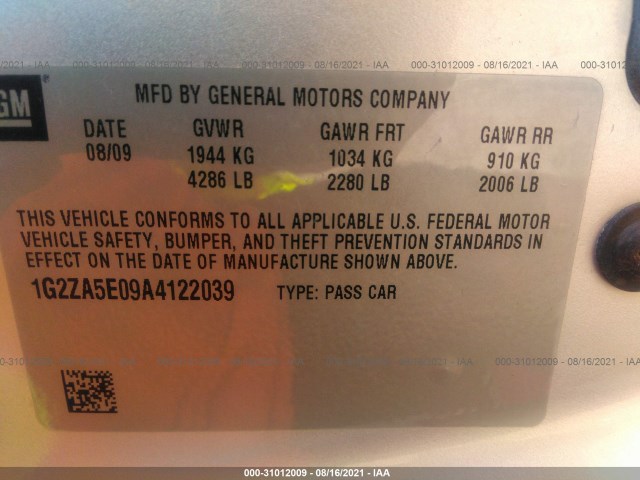 Photo 8 VIN: 1G2ZA5E09A4122039 - PONTIAC G6 